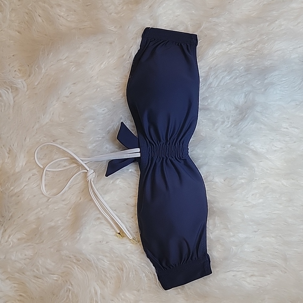 é Bandeau with Halter straps in Navy/White Size L - NWOT